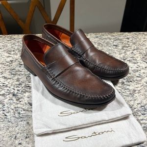 Santoni Paine Leather Loafers Men’s 10 Excellent Condition